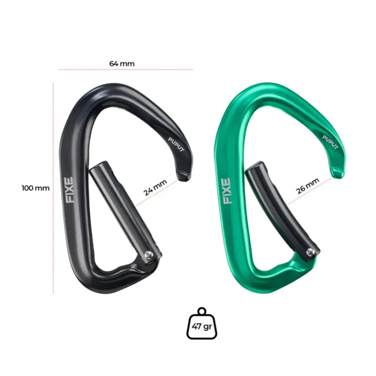 FIXE MOSQUETÓN PUPUT CURVE VERDE CARACTERISTICAS,ARISTARUN
