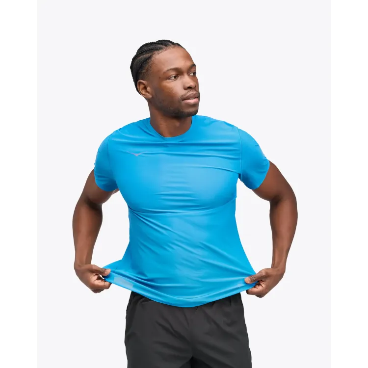 HOKA AIROLITE CAMISETA MANGA CORTA HOMBRE AZUL FRONTAL,ARISTARUN