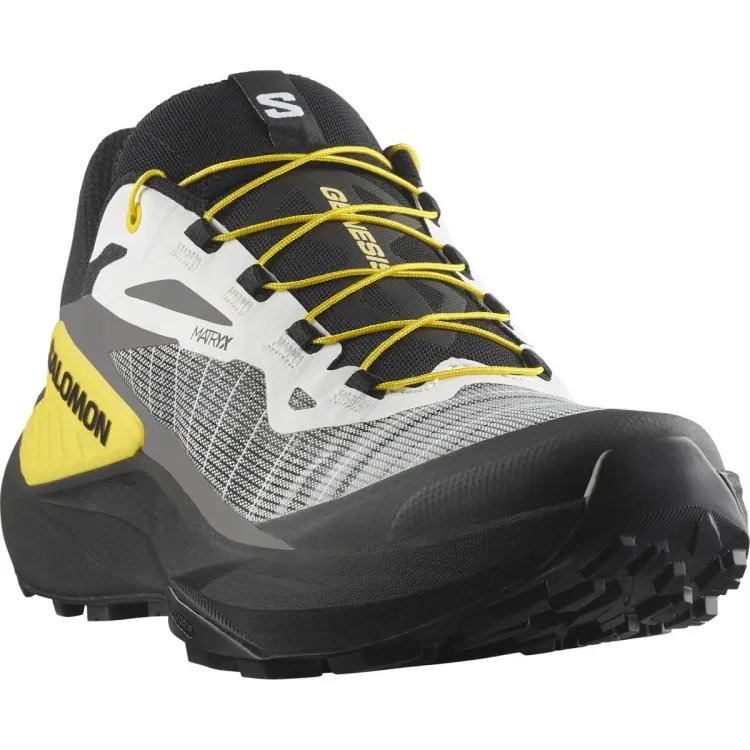 SALOMON GENESIS ZAPATILLA TRAIL HOMBRE BLACK WHITE LEMON PUNTERA,ARISTARUN