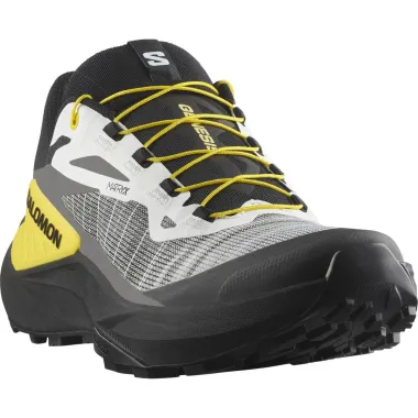 SALOMON GENESIS ZAPATILLA TRAIL HOMBRE BLACK WHITE LEMON PUNTERA,ARISTARUN