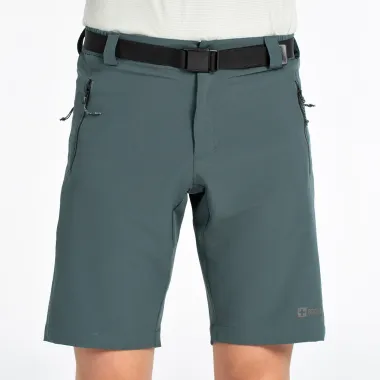 +8000 PANTALÓN CORTO PARA TREKKING HOMBRE VERDE OSCURO FRONTAL,ARISTARUN