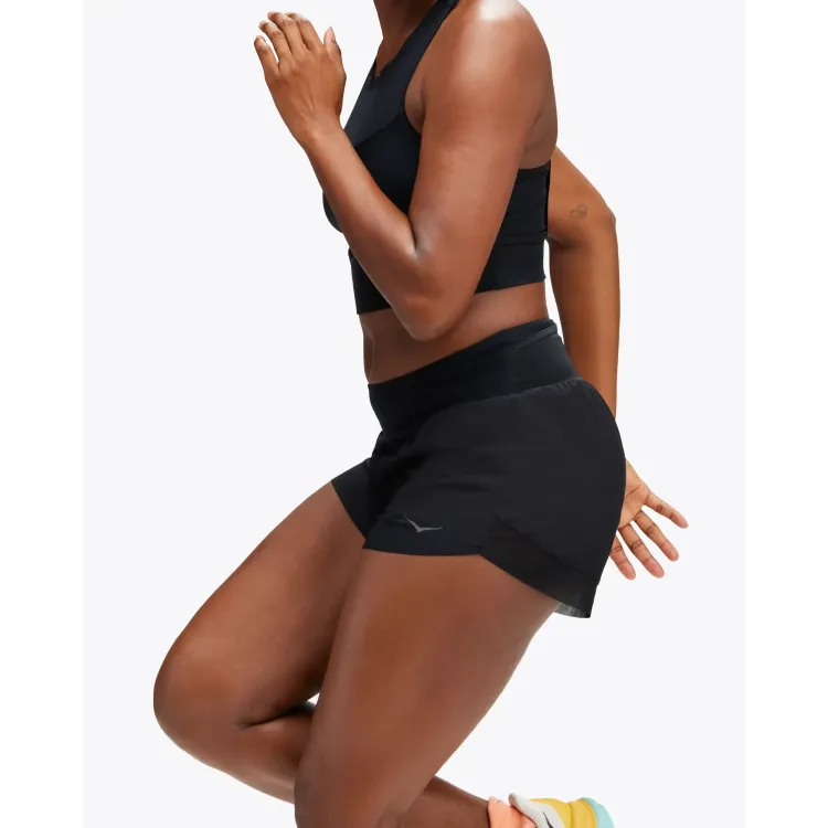 HOKA SHORTS GLIDE 10CM NEGRO MUJER LATERAL,ARISTARUN