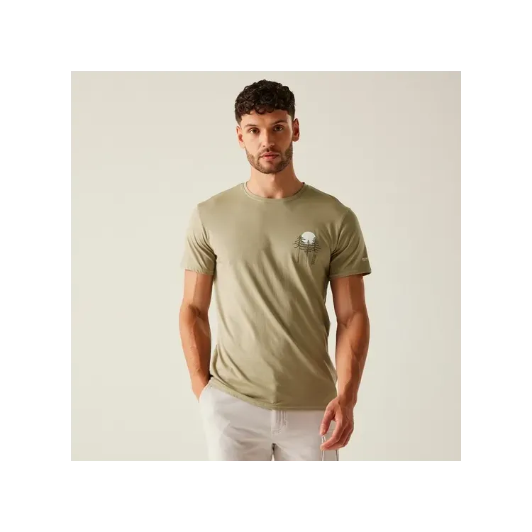 REGATTA CAMISETA MANGA CORTA BREEZED V MARRON DELANTERA,ARISTARUN