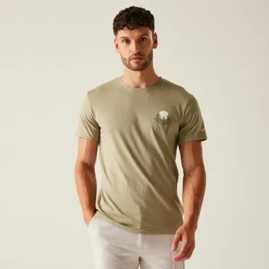 REGATTA CAMISETA MANGA CORTA BREEZED V MARRON DELANTERA,ARISTARUN