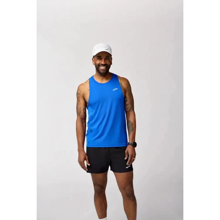 BROOKS CAMISETA DE TIRANTES ATMOSPHERE SINGLET 3.0 AZUL HOMBRE FRONTAL,ARISTARUN