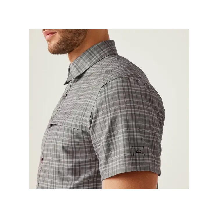 REGATTA CAMISA TRAVEL PACKAWAY GRIS HOMBRE LATERAL,ARISTARUN