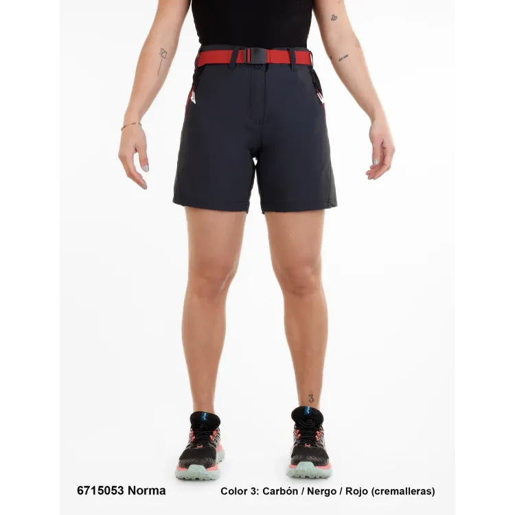 SPHERE PRO PANTALÓN CORTO NORMA NEGRO ROJO MUJER FRONTAL,ARISTARUN