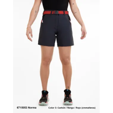 SPHERE PRO PANTALÓN CORTO NORMA NEGRO ROJO MUJER FRONTAL,ARISTARUN