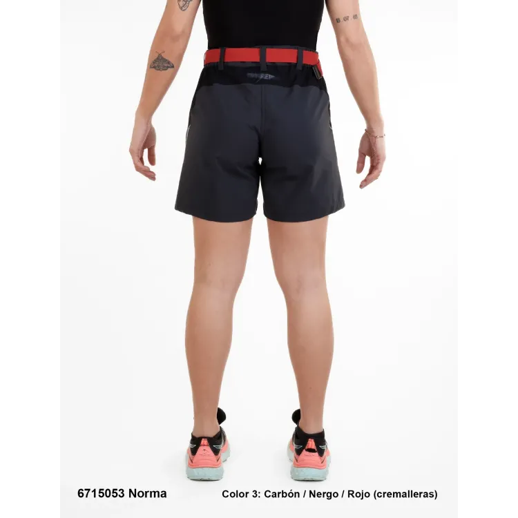 SPHERE PRO PANTALÓN CORTO NORMA NEGRO ROJO MUJER TRASERA,ARISTARUN