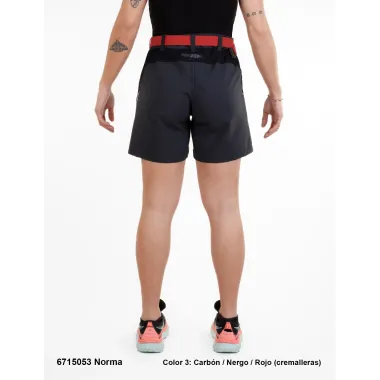 SPHERE PRO PANTALÓN CORTO NORMA NEGRO ROJO MUJER TRASERA,ARISTARUN