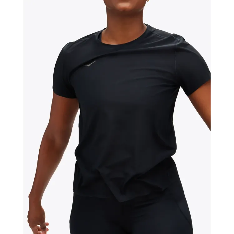 HOKA AIROLITE RUN CAMISETA DE MANGA CORTA NEGRO MUJER FRONTAL,ARISTARUN