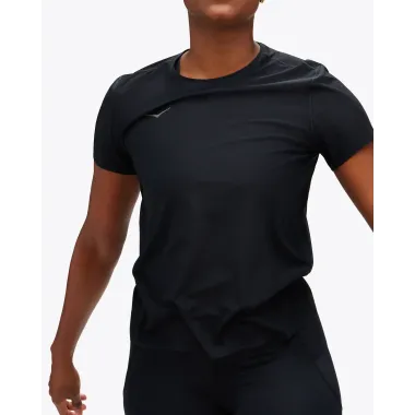 HOKA AIROLITE RUN CAMISETA DE MANGA CORTA NEGRO MUJER FRONTAL,ARISTARUN