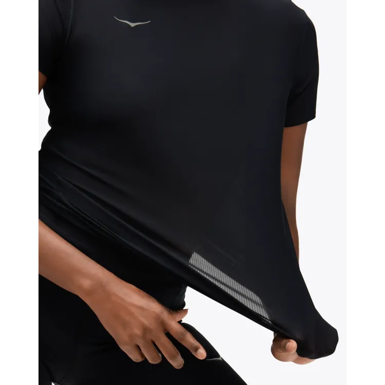 HOKA AIROLITE RUN CAMISETA DE MANGA CORTA NEGRO MUJER ELASTICIDAD,ARISTARUN