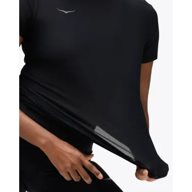 HOKA AIROLITE RUN CAMISETA DE MANGA CORTA NEGRO MUJER ELASTICIDAD,ARISTARUN