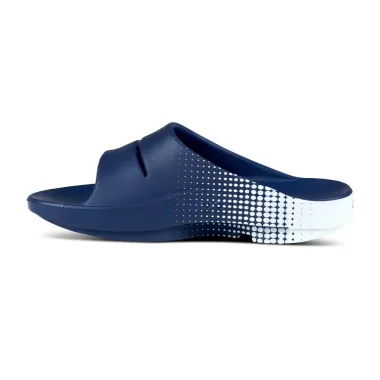 OOFOS OOAHH SPORT SANDALIA DE RECUPERACION MATRIX NAVY UNISEX VISTA INTERIOR, ARISTARUN