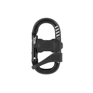 PETZL MINO MOSQUETON AUXILIAR VISTA CON DOS ACCESORIOS FRONTAL, ARISTARUN