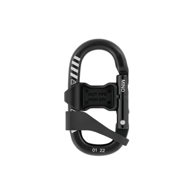 PETZL MINO MOSQUETON AUXILIAR VISTA CON DOS ACCESORIOS POSTERIOR, ARISTARUN