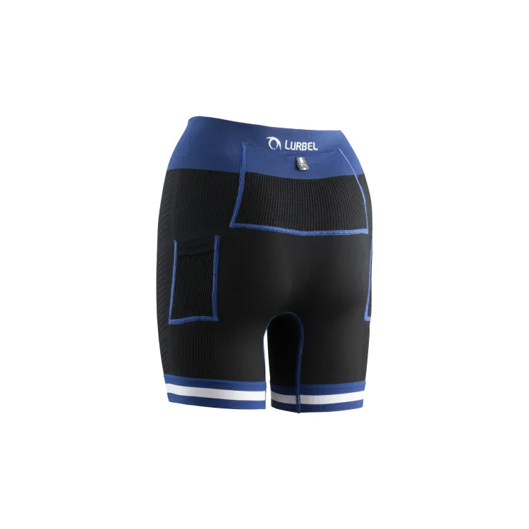 LURBEL SPIRIT FLUX NEGRO AZUL MALLA CORTA MUJER VISTA TRASERA,ARISTARUN