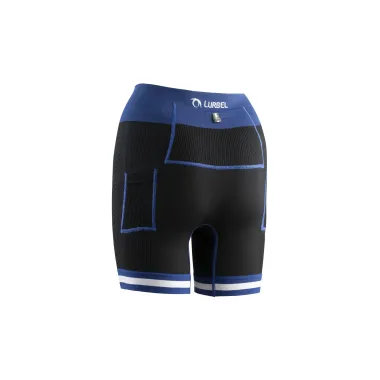 LURBEL SPIRIT FLUX NEGRO AZUL MALLA CORTA MUJER VISTA TRASERA,ARISTARUN