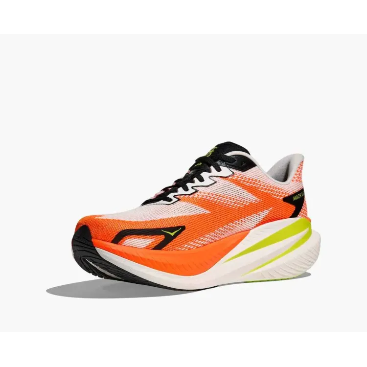HOKA MACH X 3 BLANCO NARANJA ZAPATILLAS RUNNING HOMBRE VISTA FRONTAL,ARISTARUN