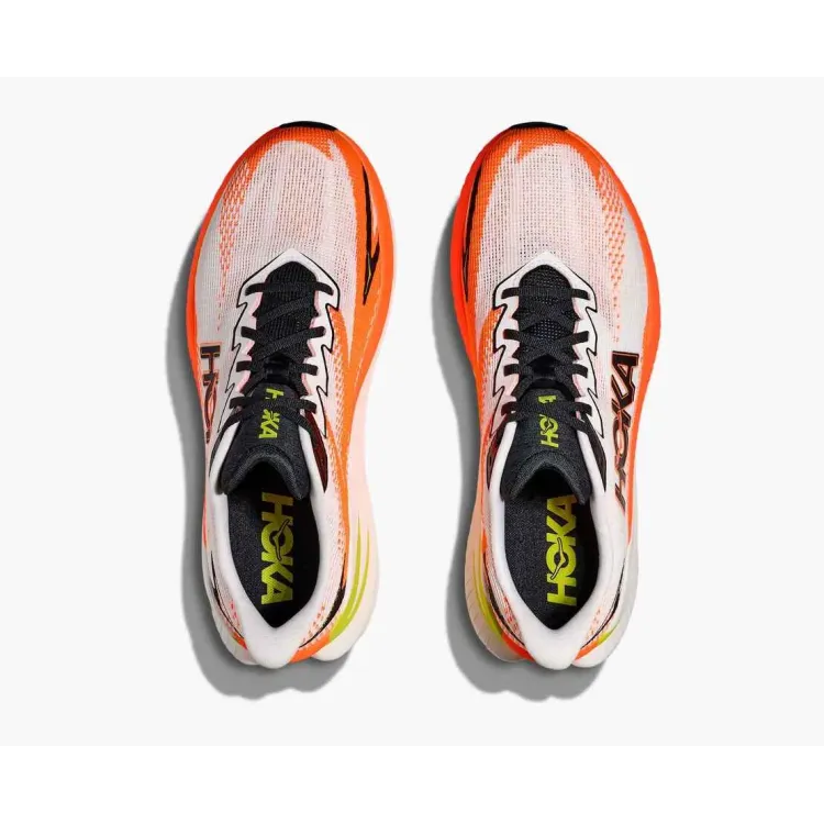 HOKA MACH X 3 BLANCO NARANJA ZAPATILLAS RUNNING HOMBRE VISTA SUPERIOR,ARISTARUN
