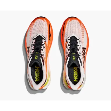 HOKA MACH X 3 BLANCO NARANJA ZAPATILLAS RUNNING HOMBRE VISTA SUPERIOR,ARISTARUN