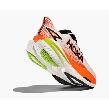 HOKA MACH X 3 BLANCO NARANJA ZAPATILLAS RUNNING HOMBRE VISTA ANTERIOR,ARISTARUN