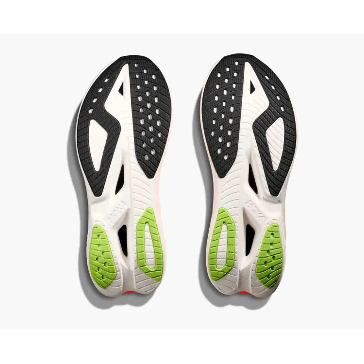 HOKA MACH X 3 BLANCO NARANJA ZAPATILLAS RUNNING HOMBRE VISTA SUELA,ARISTARUN