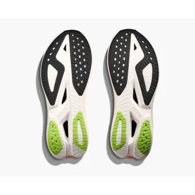 HOKA MACH X 3 BLANCO NARANJA ZAPATILLAS RUNNING HOMBRE VISTA SUELA,ARISTARUN