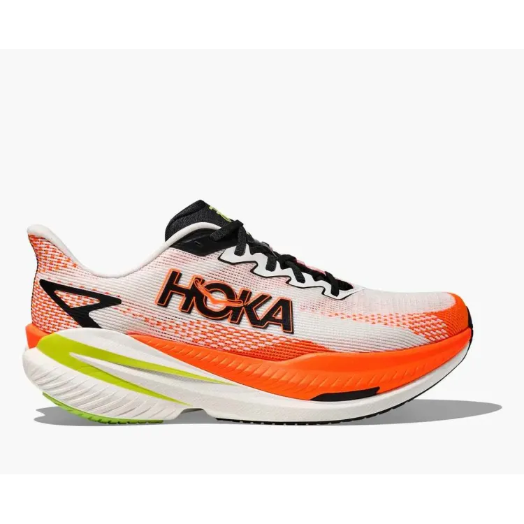 HOKA MACH X 3 BLANCO NARANJA ZAPATILLAS RUNNING HOMBRE VISTA EXTERIOR,ARISTARUN
