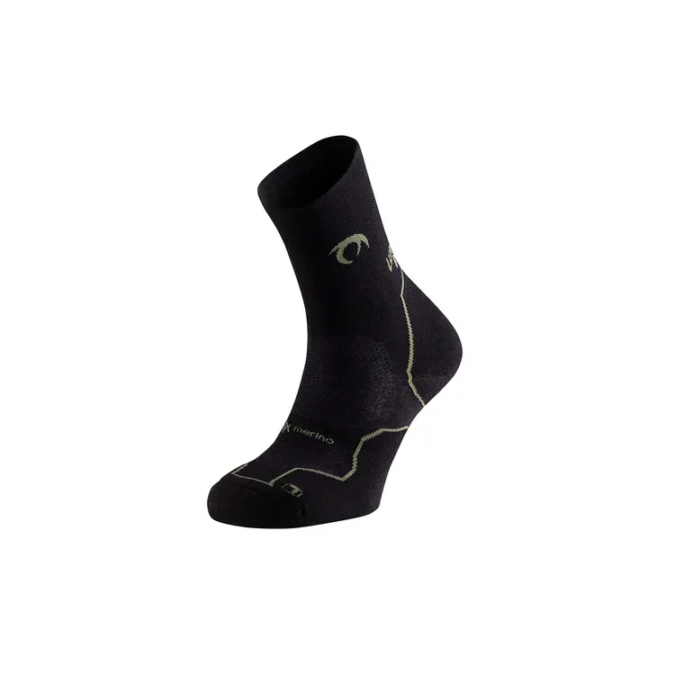 LURBEL CALCETINES LANA MERINO TAIGA NEGRO VERDE VISTA FRONTAL,ARISTARUN