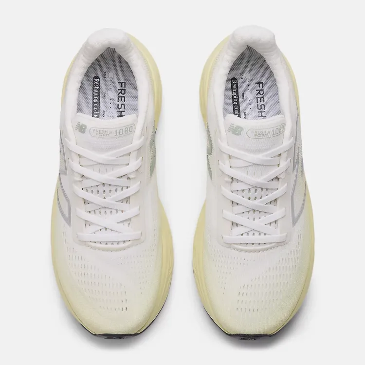 NEW BALANCE 1080 V14  BALNCO AMARILLO ZAPATILLAS ASFALTO MUJER VISTA SUPERIOR,ARISTARUN