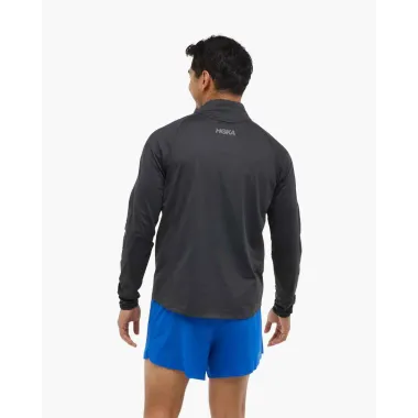 HOKA SUDADERA RUNNING NEGRO GLIDETECH QUARTER ZIP HOMBRE VISTA TRASERA,ARISTARUN