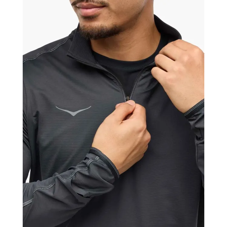 HOKA SUDADERA RUNNING NEGRO GLIDETECH QUARTER ZIP HOMBRE VISTA PECHO,ARISTARUN