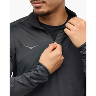 HOKA SUDADERA RUNNING NEGRO GLIDETECH QUARTER ZIP HOMBRE VISTA PECHO,ARISTARUN