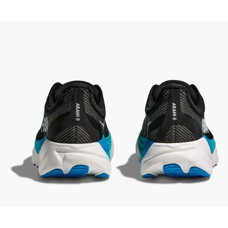 HOKA ARAHI 8 NEGRO AZUL ZAPATILLAS RUNNING HOMBRE VISTA TRASERA,ARISTARUN
