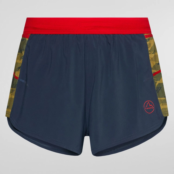 LA SPORTIVA AUSTER SHORT AZUL ROJO PANTALONES TRAIL RUNNING HOMBRE VISTA FRONTAL,ARISTARUN