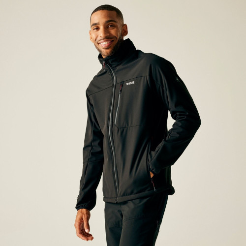 REGATTA MOUTDALE NEGRO SOFTSHELL HOMBRE VISTA FRONTAL,ARISTARUN