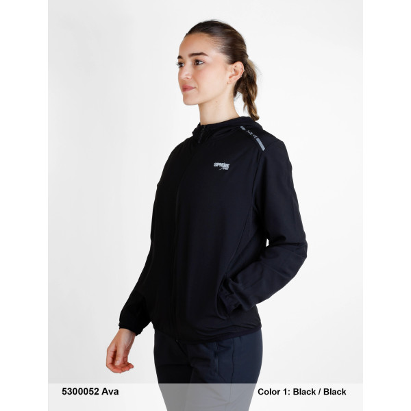SPHERE PRO AVA NEGRO CHAQUETA CORTAVIENTOS MUJER LATERAL, ARISTARUN