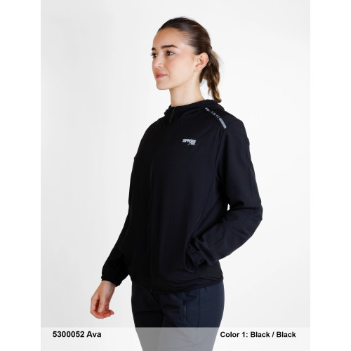 SPHERE PRO AVA NEGRO CHAQUETA CORTAVIENTOS MUJER LATERAL, ARISTARUN