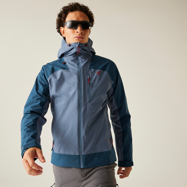 DARE2B TORREK II AZUL CHAQUETA IMPERMEABLE HOMBRE MODELO FRENTE, ARISTARUN