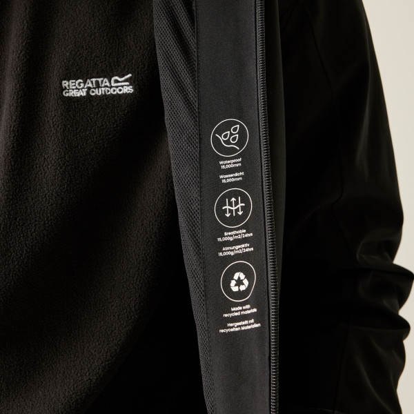 REGATTA BIRCHDALE CHAQUETA IMPERMEABLE NEGRA HOMBRE