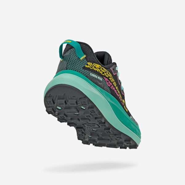 ATOM TERRA MAX NEGRO AZUL ZAPATILLAS TRAIL MUJER VISTA TRASERA,ARISTARUN