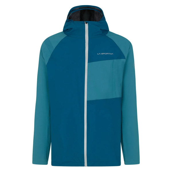 LA SPORTIVA RUN JKT AZUL CHAQUETA IMPERMEABLE MUJER TRAIL VISTA FRONTAL,ARISTARUN