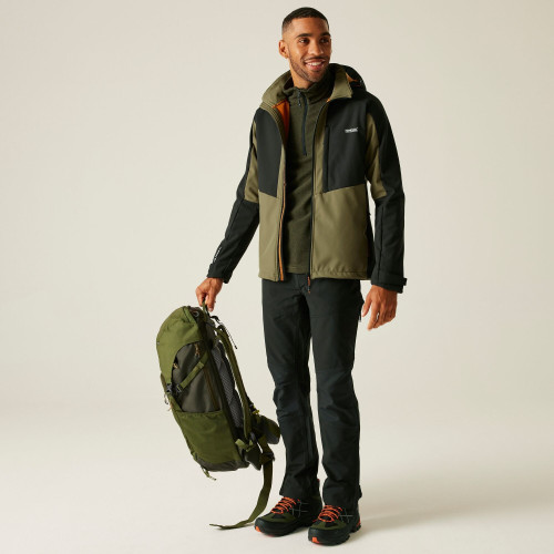 REGATTA HEWITTS VERDE NEGRO CHAQUETA SOFTSHELL HOMBRE VISTA COMPLETA,ARISTARUN