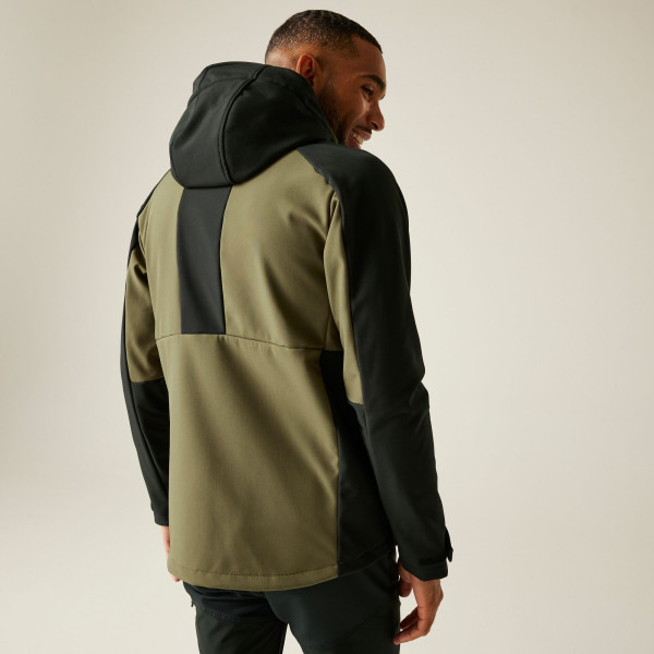 REGATTA HEWITTS VERDE NEGRO CHAQUETA SOFTSHELL HOMBRE VISTA TRASERA,ARISTARUN