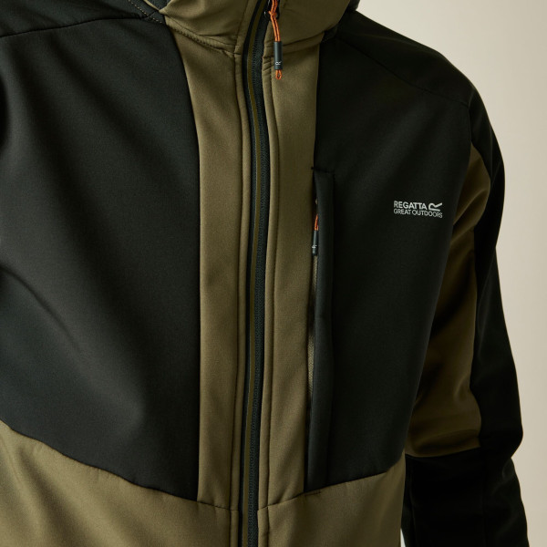 REGATTA HEWITTS VERDE NEGRO CHAQUETA SOFTSHELL HOMBRE VISTA AMPLIADA,ARISTARUN