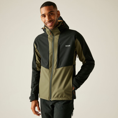 REGATTA HEWITTS VERDE NEGRO CHAQUETA SOFTSHELL HOMBRE VISTA FRONTAL,ARISTARUN