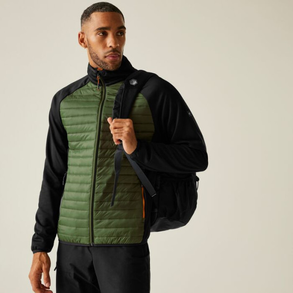 REGATTA CLUMBER VERDE NEGRO CHAQUETA HÍBRIDA HOMBRE VISTA COMPLETA,ARISTARUN