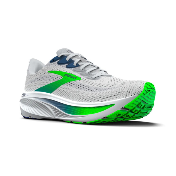 BROOKS GHOST 17 BLANCO VERDE ZAPATILLA RUNNING HOMBRE VISTA EXTERIOR,ARISTARUN